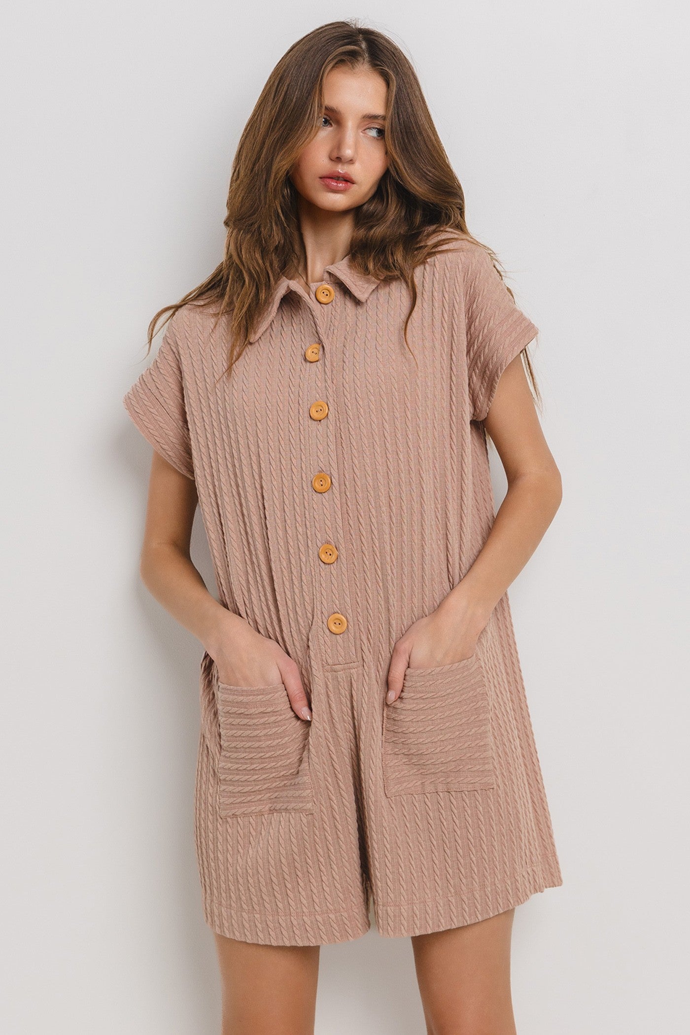 Embroidered Collared Button Down Romper