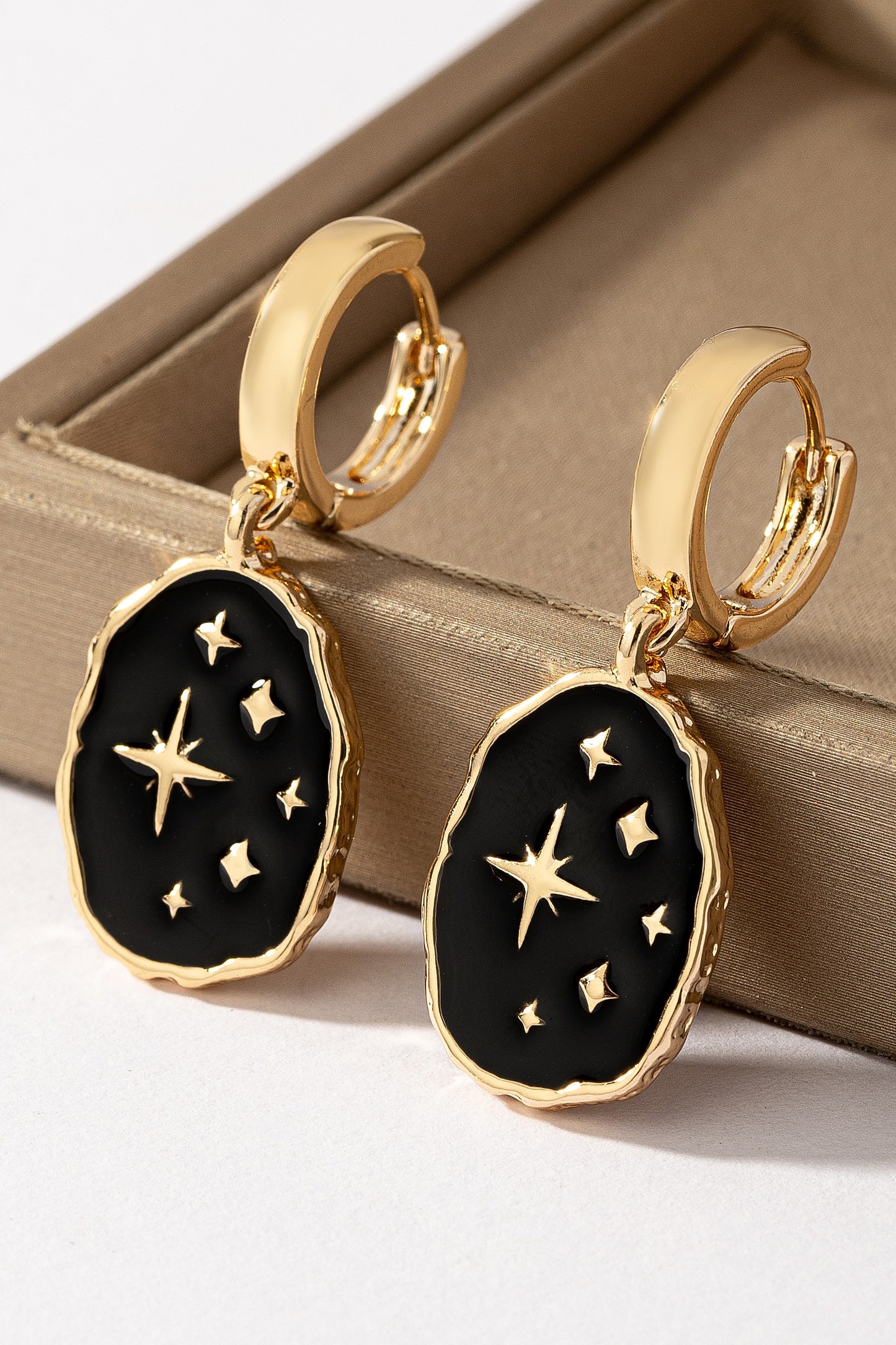Enamel Celestial Drop Huggie Hoops