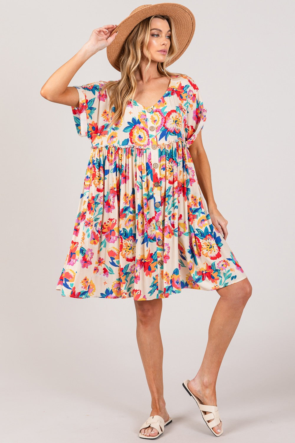 Bella Multi Floral Button Down Dress