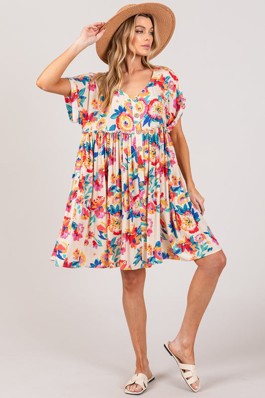 Bella Multi Floral Button Down Dress