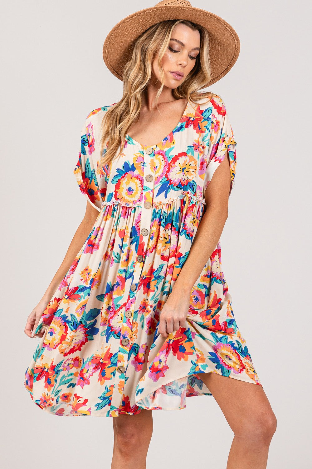 Bella Multi Floral Button Down Dress