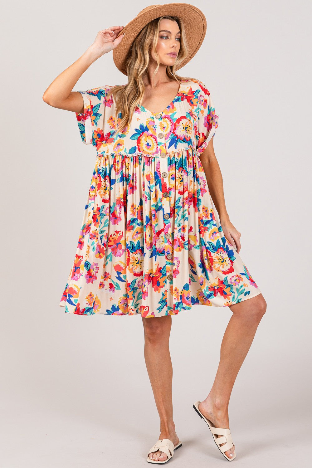 FLOWER SHOP BUTTON-DOWN DRESS