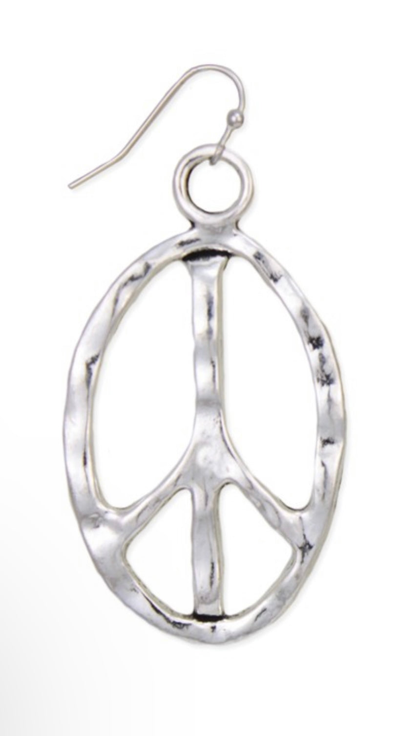 Woodstock Vibes Silver Peace Sign Earrings