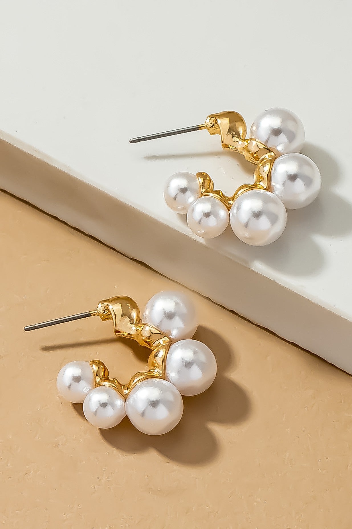Glass Pearl Hoop Earrings