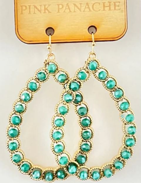 GREEN BEAD TEARDROP EARRING