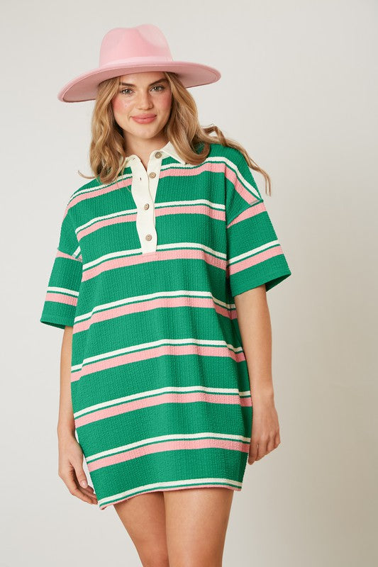 Green Bold Stripe T-Shirt Dress