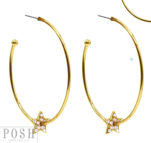 HOOP EARRING WITH STAR GOLD