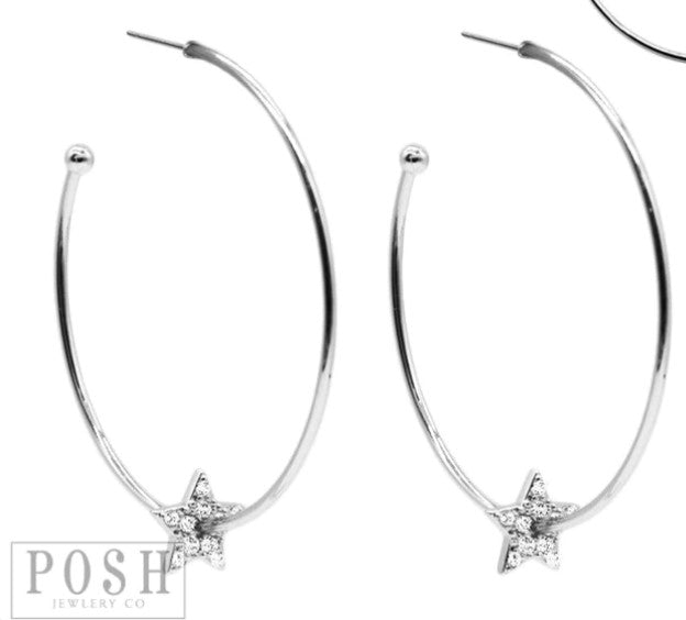 HOOP EARRING WITH STAR SILVER