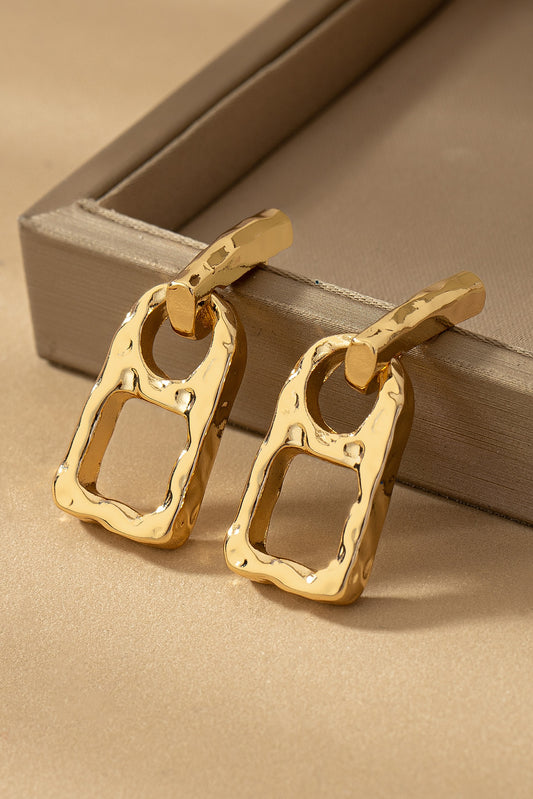 Hammered zipper head drop earrings