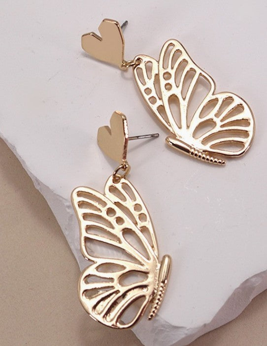 Heart Butterfly Symmetric Earrings