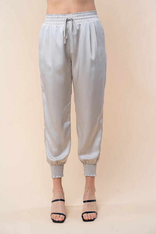 The Satin Smock Pants in Lt Grey