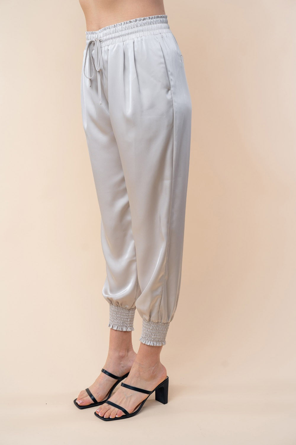 The Satin Smock Pants in Lt Grey