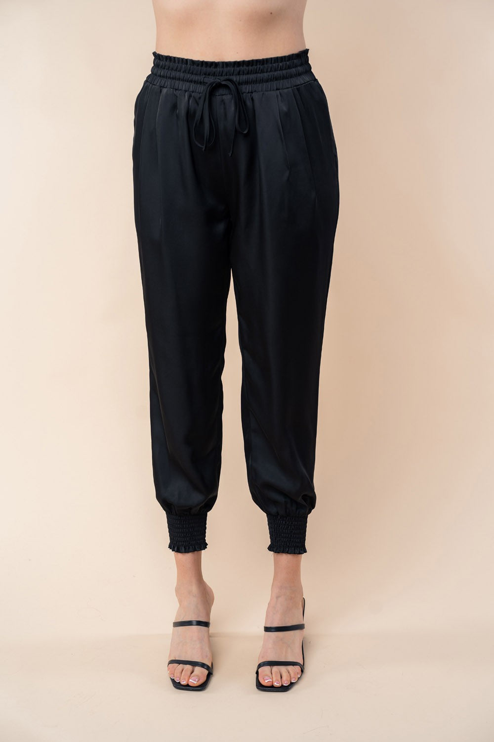 The Satin Smock Pants in Black