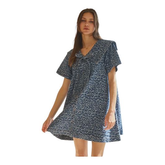 Sadie Animal Print Jacquard Denim Mini Dress