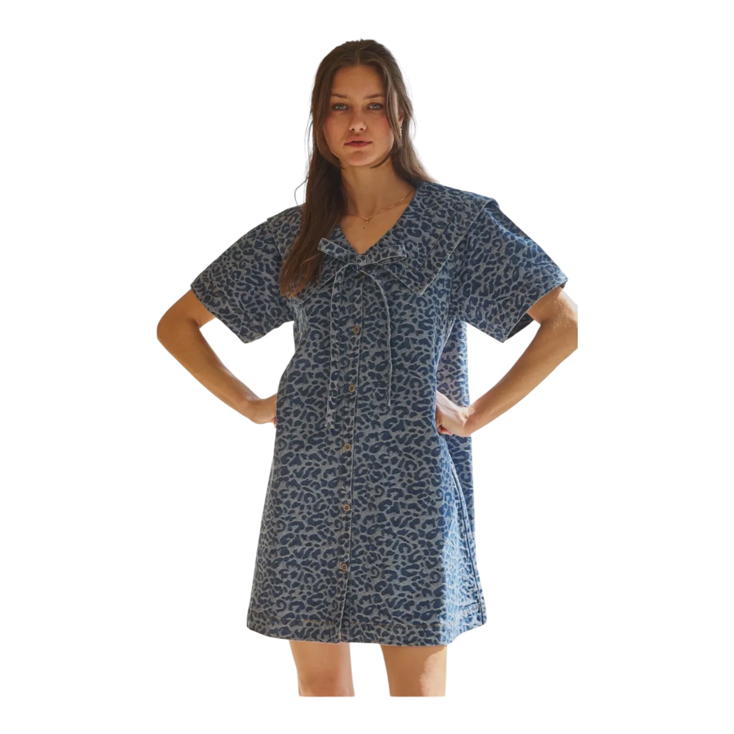 Sadie Animal Print Jacquard Denim Mini Dress