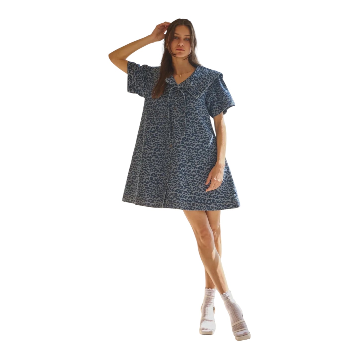 Sadie Animal Print Jacquard Denim Mini Dress