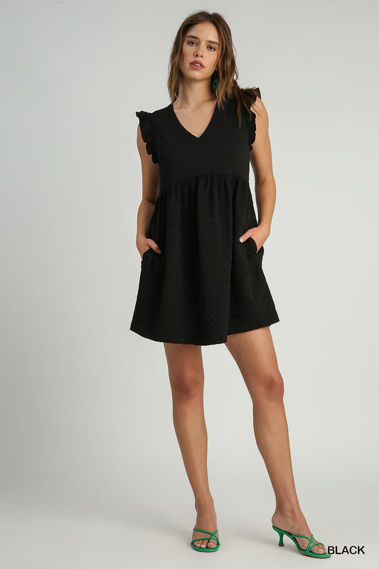 Jacquard Black Baby Doll Dress