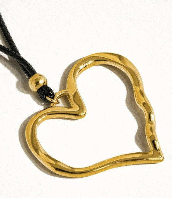 Jeffrey 18K Gold Non-Tarnish Large Heart Necklace