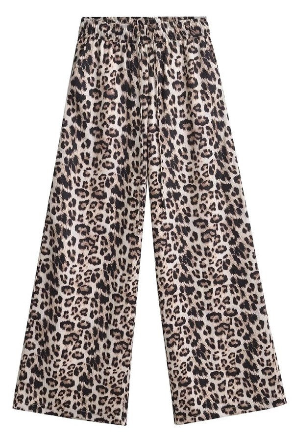 LEOPARD PRINT WIDE LEG PANTS