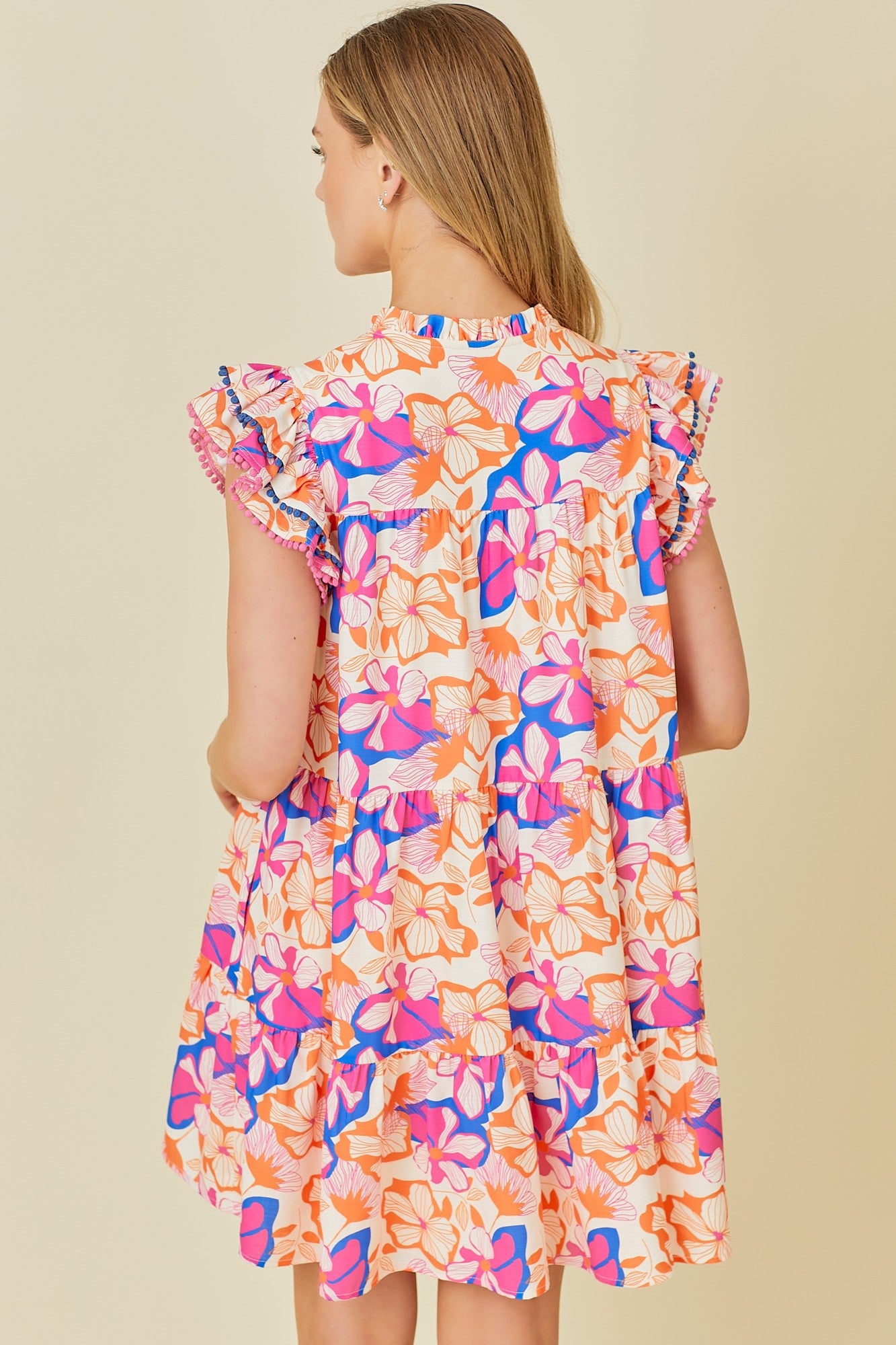 Flora Mini Tier Dress With Double Ruffle Sleeve