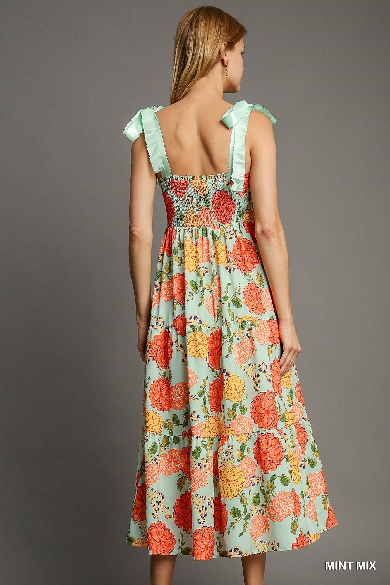 Mint Floral Print Maxi Dress