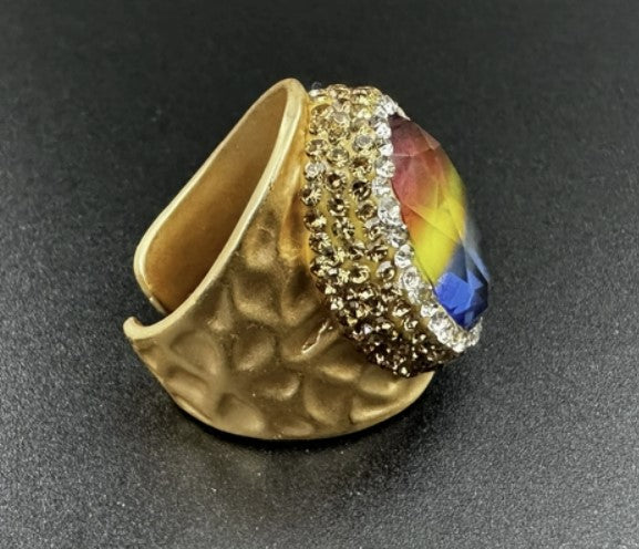 Multilayer Glass Rhinestone Alloy Ring GOLD #3