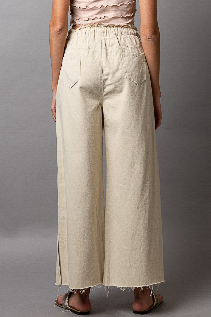 Wide leg Drawstring Elastic Waist NATURAL Denim