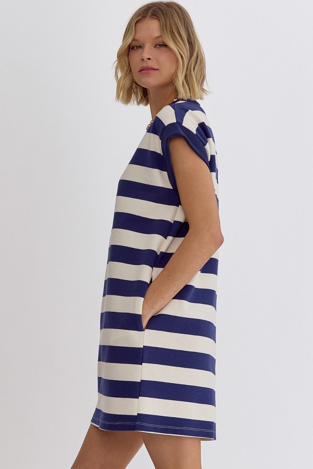 The Catherine Stripe Sleeveless Mini Dress