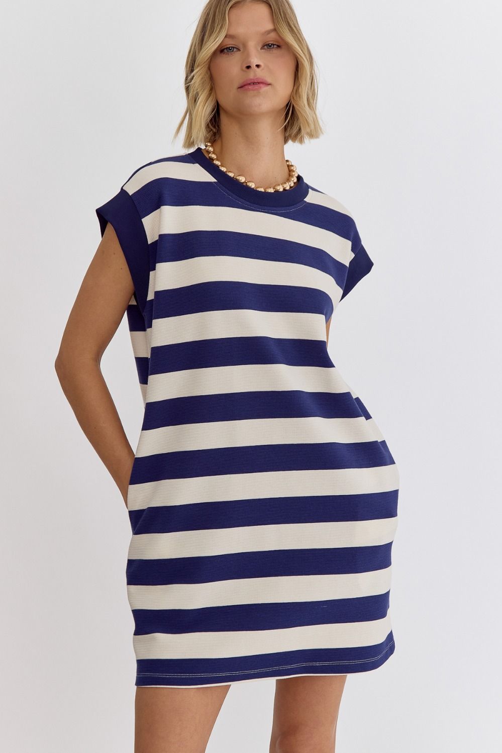 The Catherine Stripe Sleeveless Mini Dress