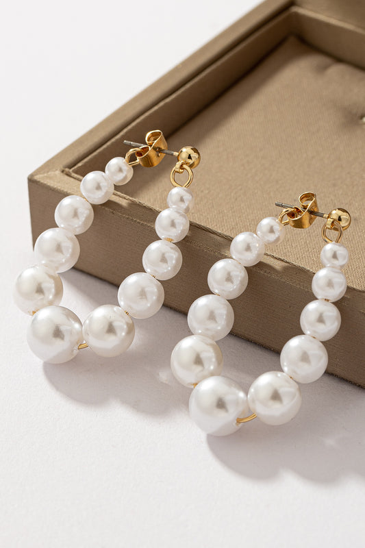 Oval Pearl Hoop Earrings