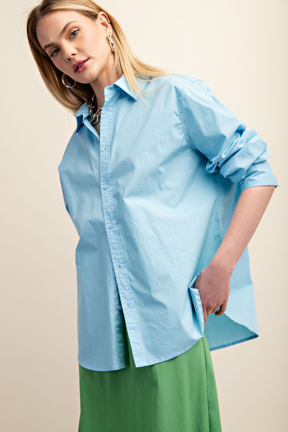 Blue Collar Oversized Button Up Shirt