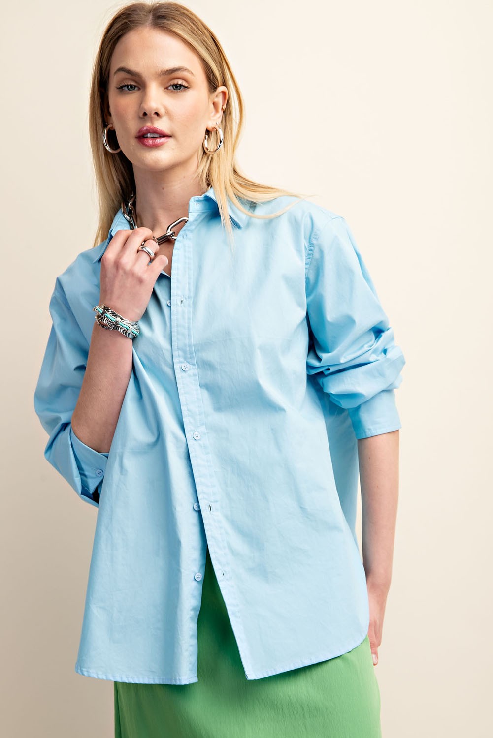 Blue Collar Oversized Button Up Shirt