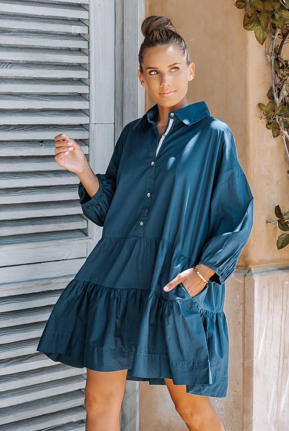 Sandy PUFF SLEEVES OVERSIZED MINI DRESS