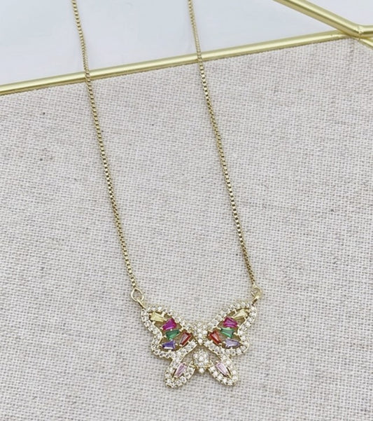 Rainbow Butterfly Necklace