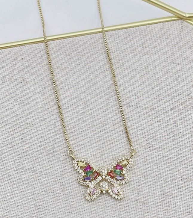 Rainbow Butterfly Necklace