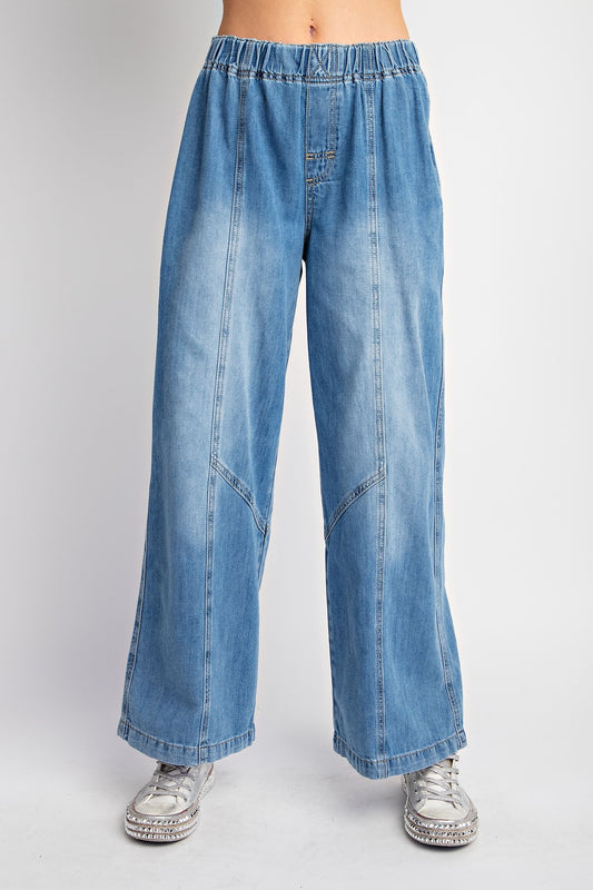 ROXY WASHED DENIM WIDE PANTS