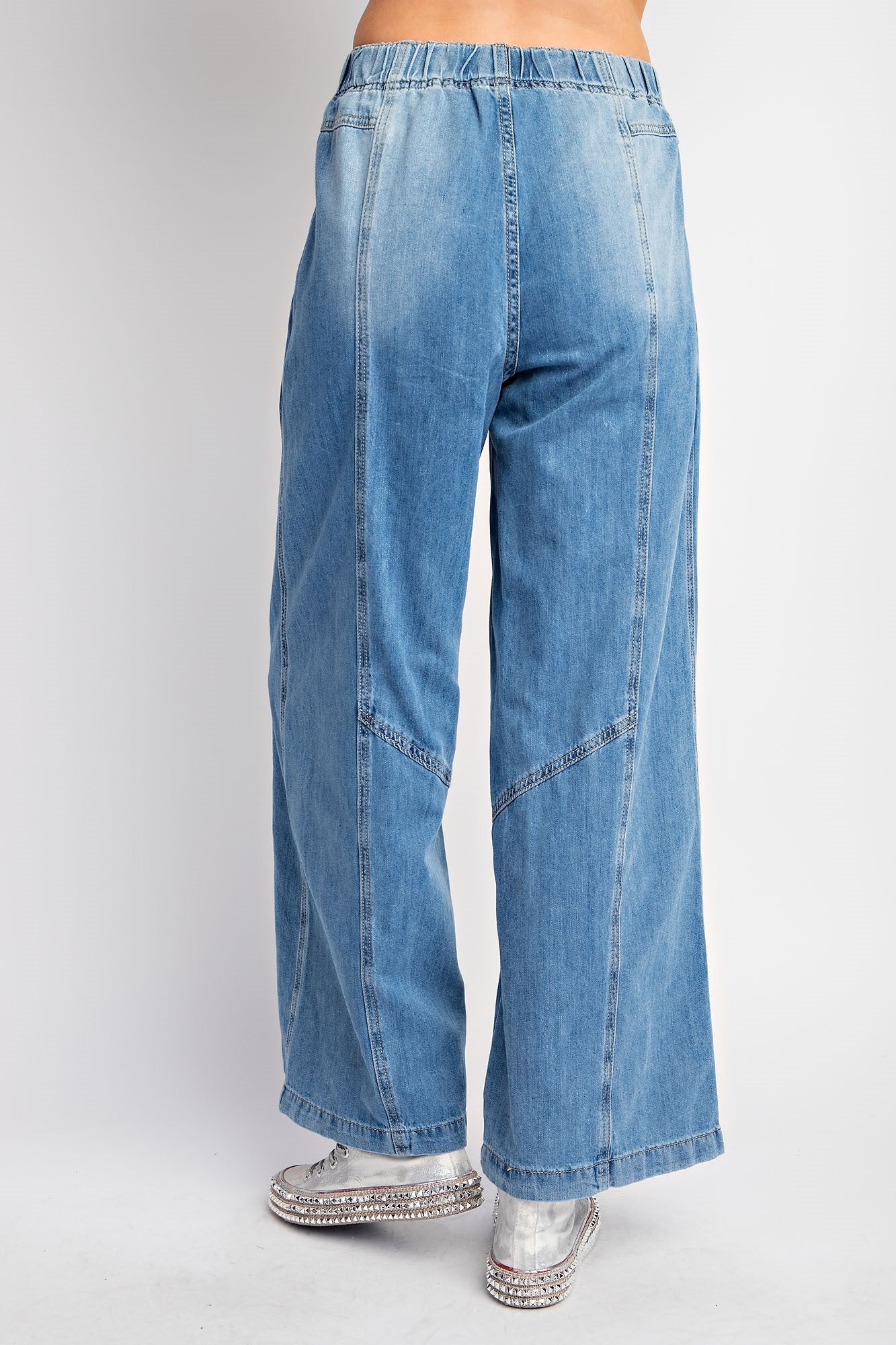 ROXY WASHED DENIM WIDE PANTS