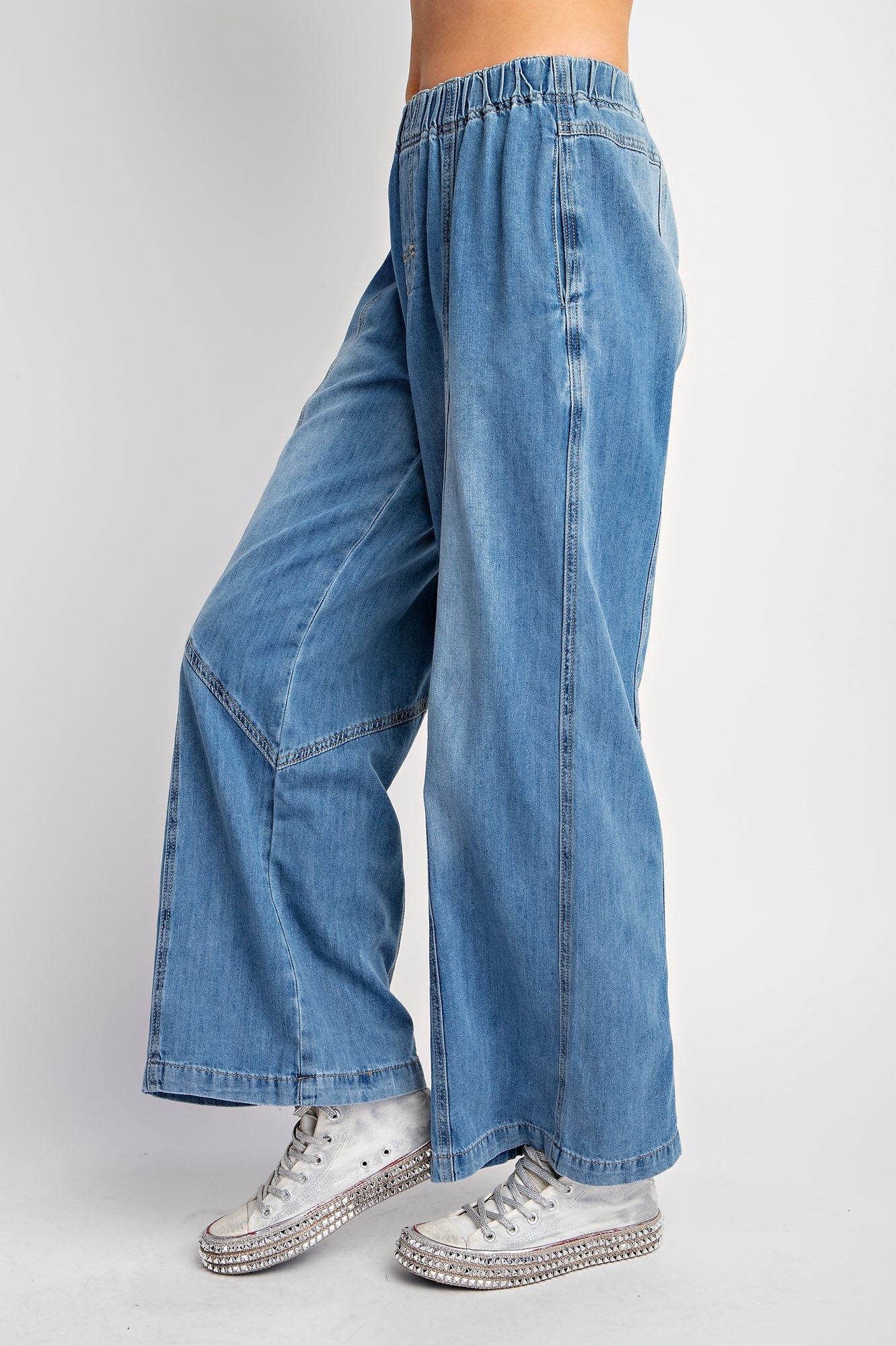 ROXY WASHED DENIM WIDE PANTS