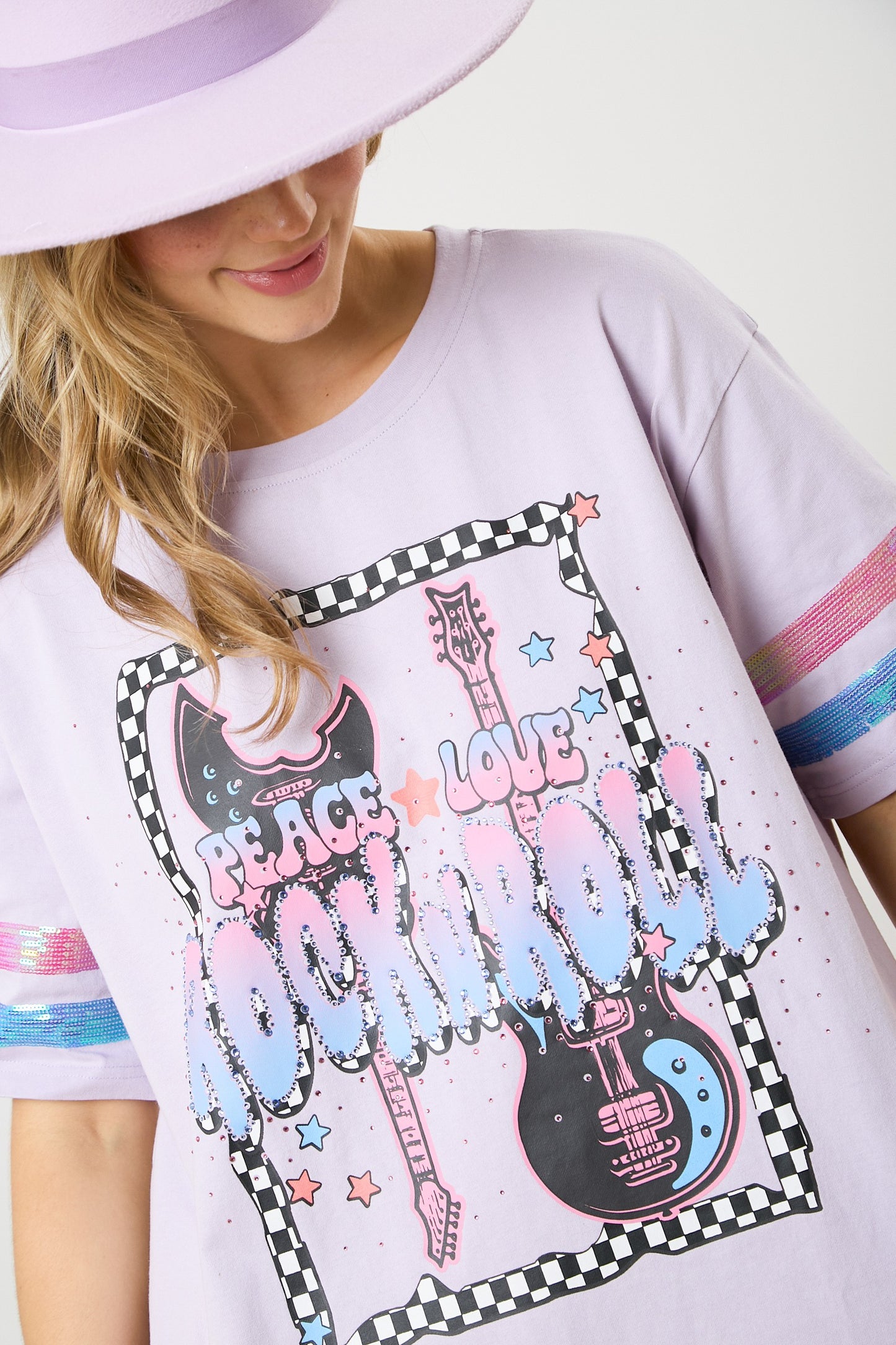 Rock N Roll Print T-Shirt Dress