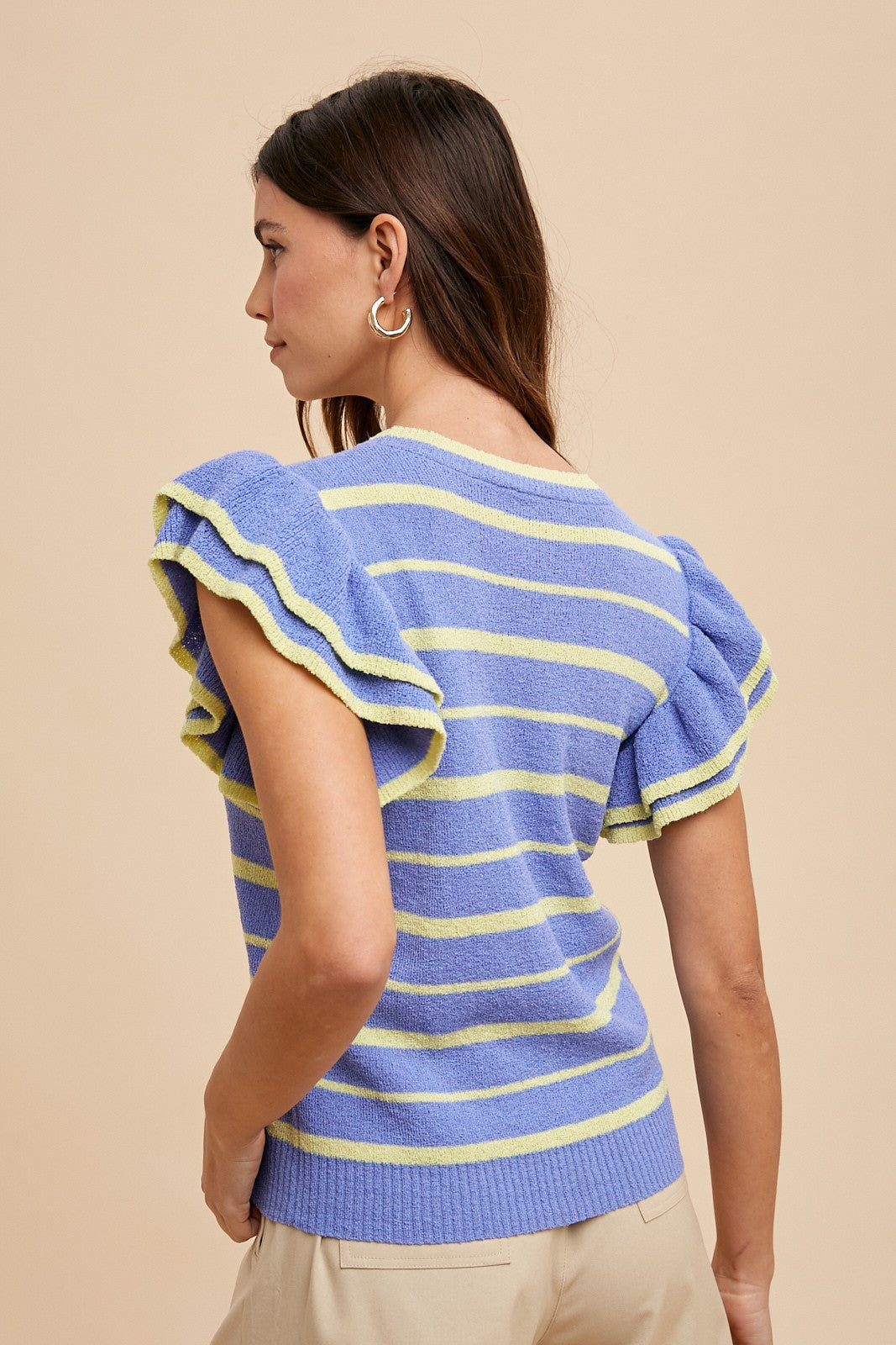 STARLA STRIPED RUFFLE SWEATER