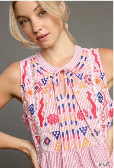 Sydney Sleeveless Stripe Mini Dress Pink