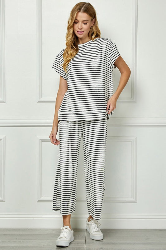 Stripe Short Sleeve Lounge Set