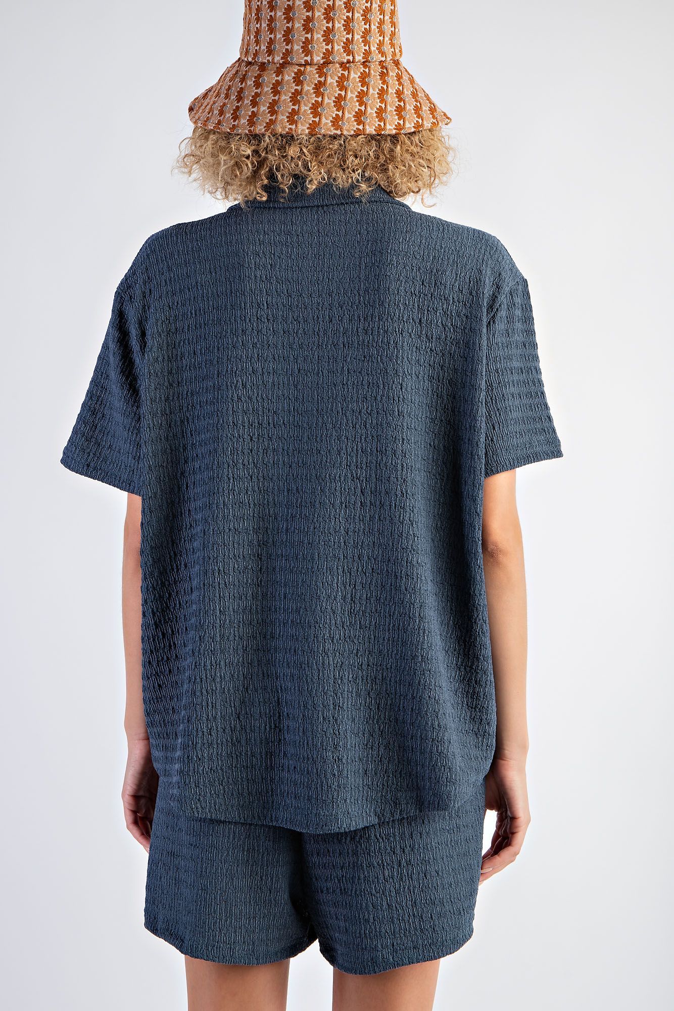 THE NIA NAVY TEXTURED KNIT SET