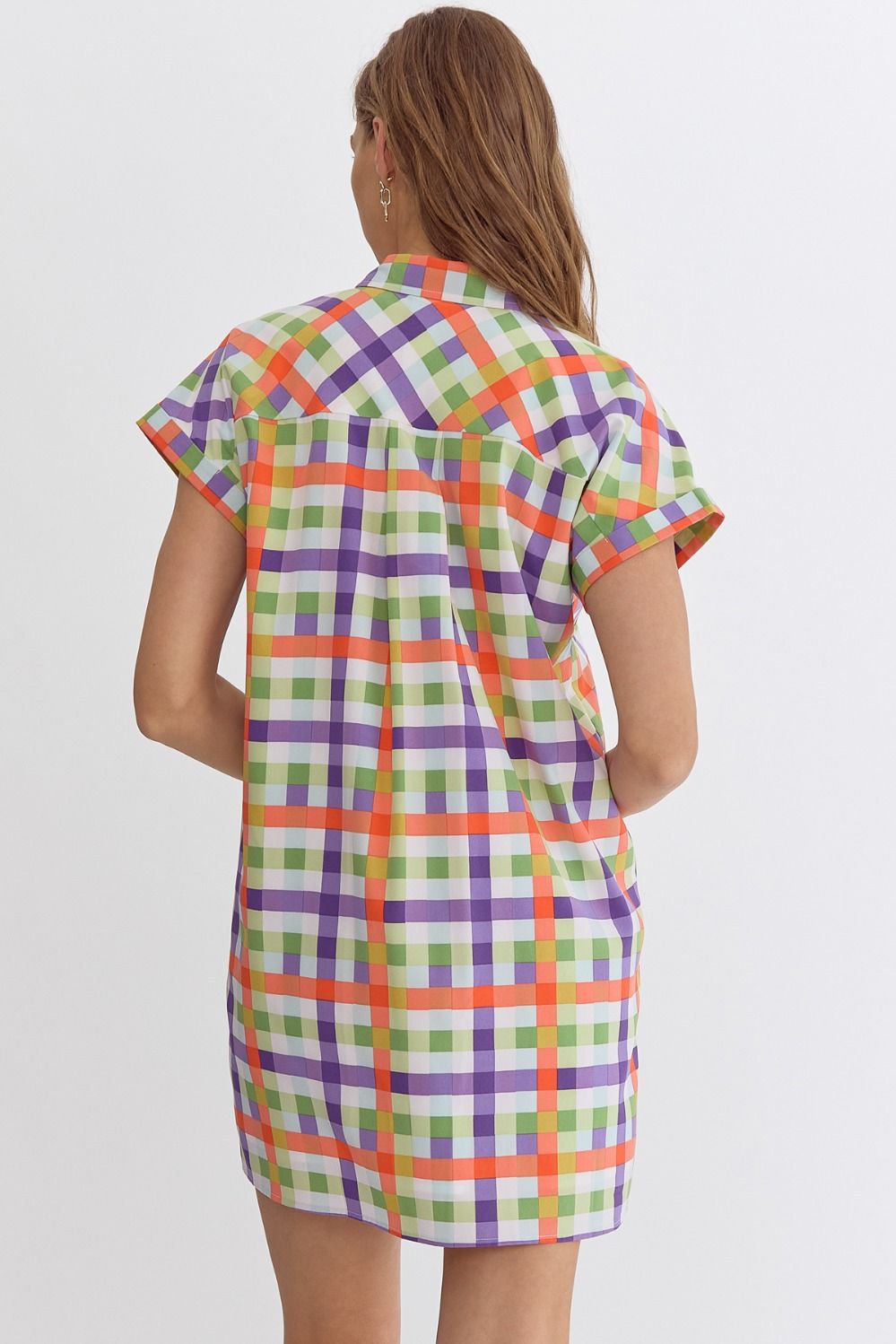 The Charlotte Purple and Orange Gingham Mini Dress