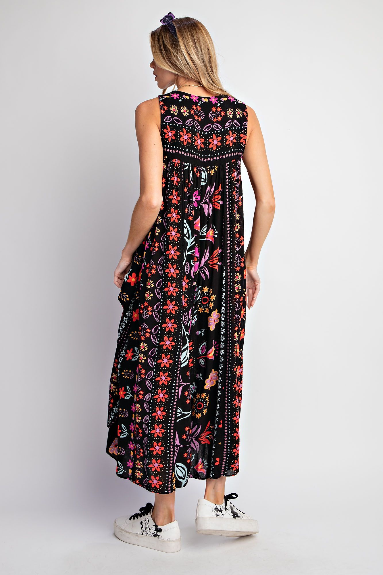 The Easel Black Wide Leg Printed Jumpsuit
