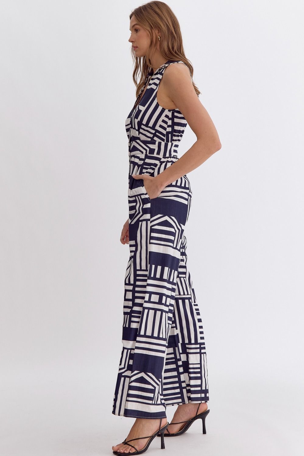 The Gia Printed Collared Jumpsuit