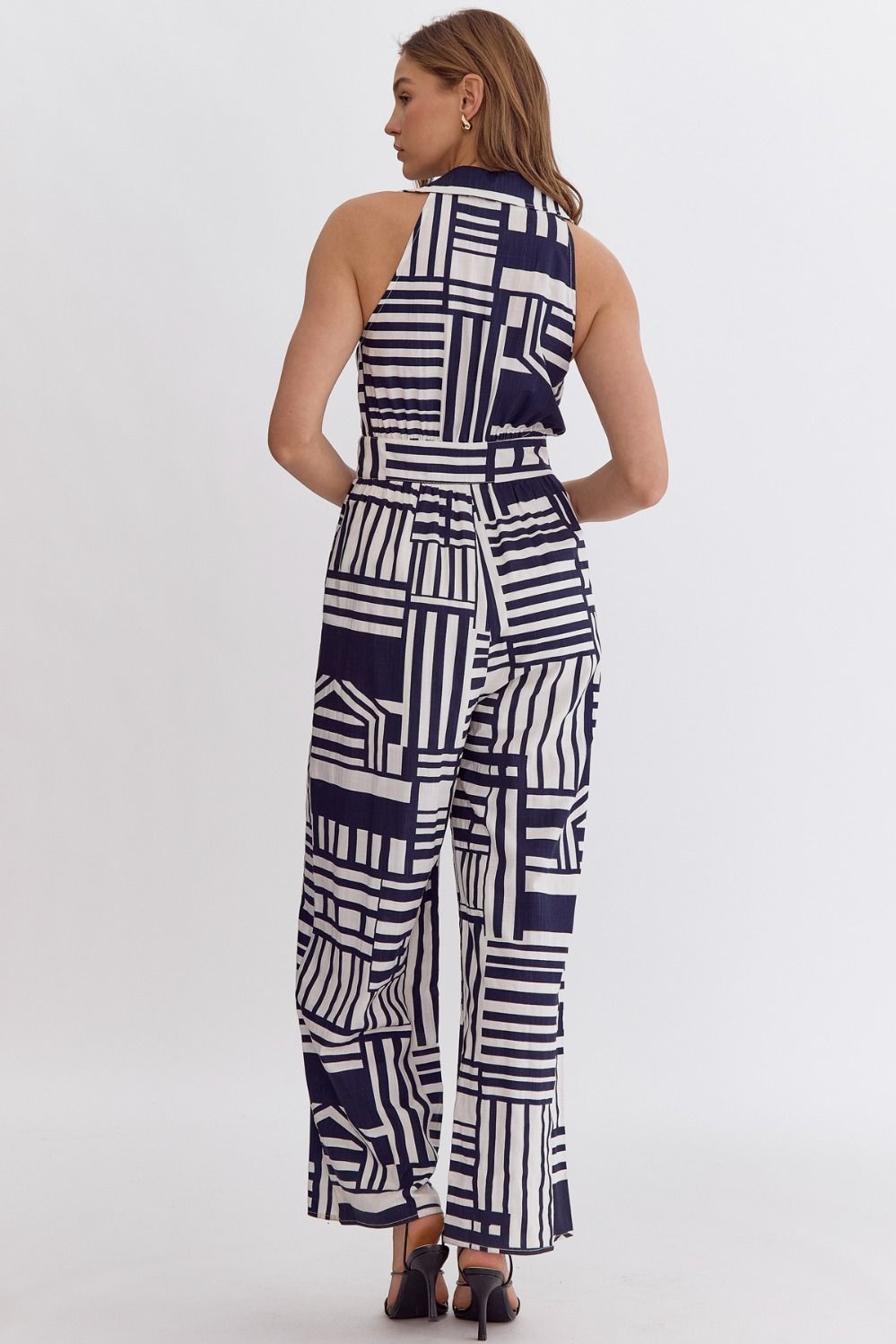 The Gia Printed Collared Jumpsuit