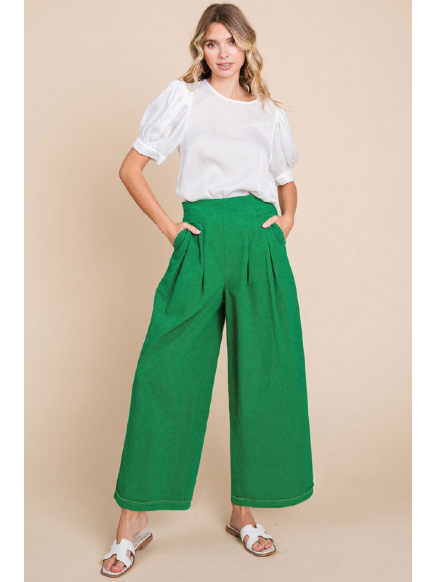 The Go To Wide Leg Pants Green