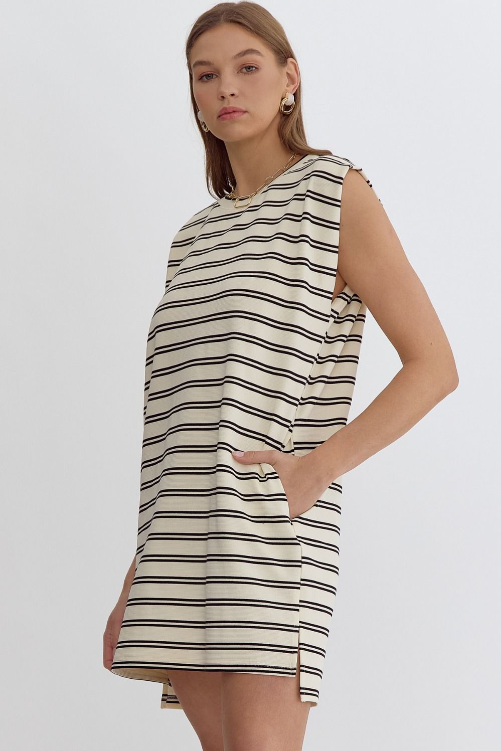 The Weekender Striped Sleeveless Mini Dress