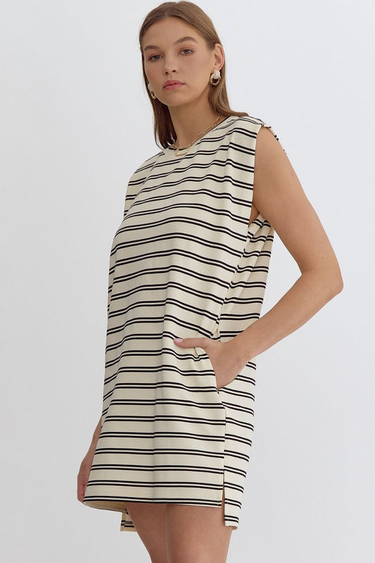 The Weekender Striped Sleeveless Mini Dress